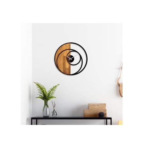 WALLXPERT Circle Zidni sat, 56x3x56 cm, Braon-crni Cene