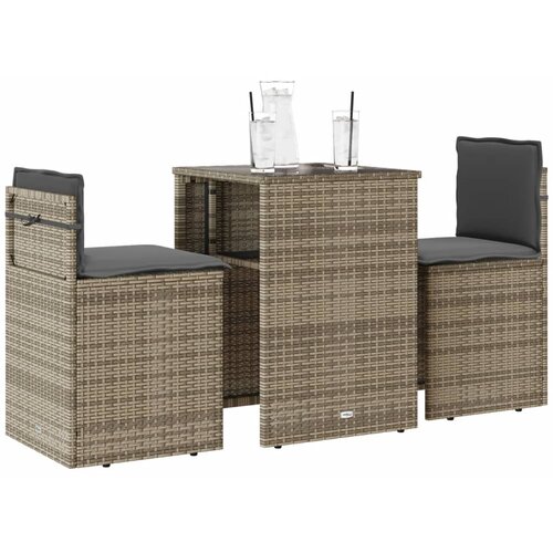 VidaXL 3-dijelni bistro set s jastucima bež od poliratana Slike
