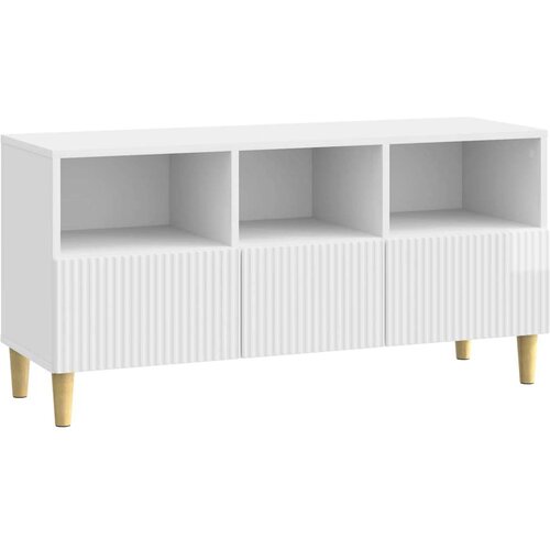 TV omarica Bela visok sijaj 102 x 34,5 x 50 cm Inženirski les, (5000238916) Cene