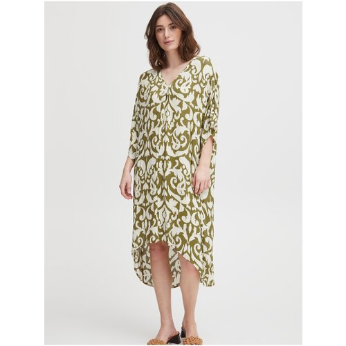 Fransa White-khaki Women Patterned Dress - Women Cene