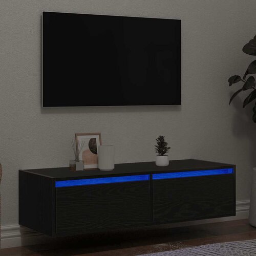 TV ormarić s LED svjetlima crni 100X35,5x25 cm Slike