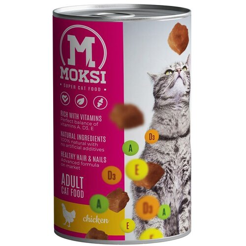 Moksi konzerva za mačke- Piletina 415g - 24 konzerve Cene