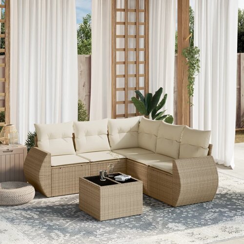 VidaXL 6-dijelni set vrtnih sofa s jastucima bež od poliratana Slike