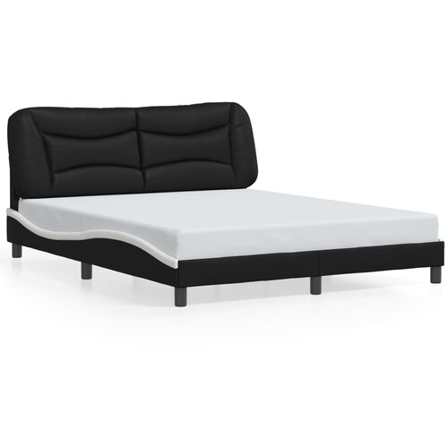 vidaXL Okvir kreveta LED crno-bijeli 160 x 200 cm od umjetne kože Cijene