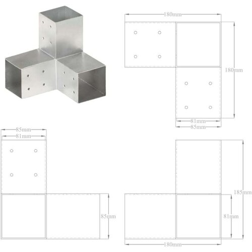 VidaXL spojnik za stupove u y-obliku od pocinčanog metala 81 x 81 mm Slike