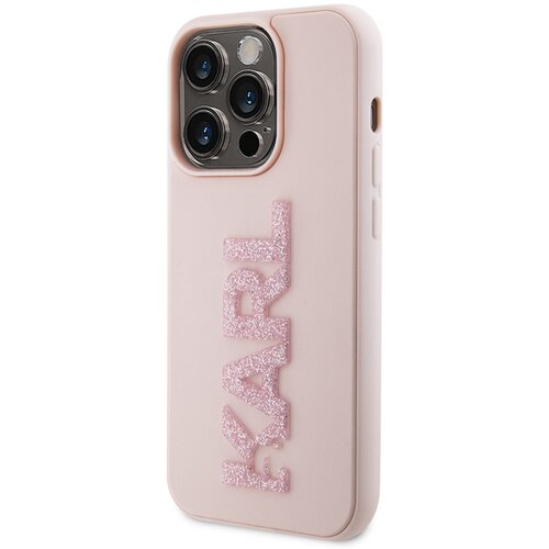  Maska karl lagerfeld 3D rubber glitter logo za iphone 15 pro max roze Cene