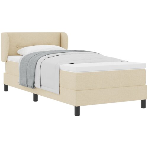 VidaXL Box Spring Postelja z Blazino Krem 90x200 cm Tkanina Slike