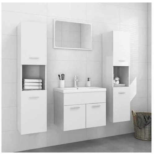  Komplet kopalniškega pohištva visok sijaj bele barve iverna pl.