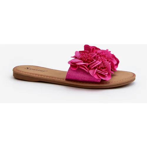 Kesi Women's slippers with flowers Fuchsia Eelfan