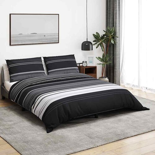  Set posteljine za poplun crno-bijeli 155 x 220 cm pamučni Cene
