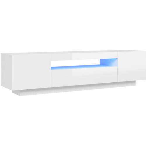 Maison Chic TV omarica - TV stojalo - Televizijska omarica z LED lučkami visok sijaj bela 160x35x40 cm, (21699352) Slike