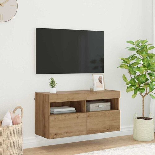 TV zidni ormar s LED svjetlima Umjetnički hrast 80 x 30 x 40 cm Cijene