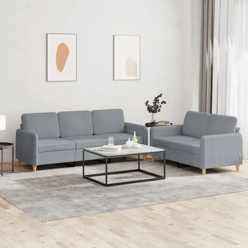  2-dijelni set sofa s jastucima svjetlosivi od tkanine