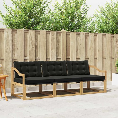  Set vanjskih sofa s jastukom 3 pcs Bijela i crna Cene