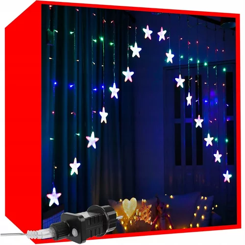  Novoletne lučke zavesa 136 LED RGB večbarvne 2,4m zvezde 8 funkcij