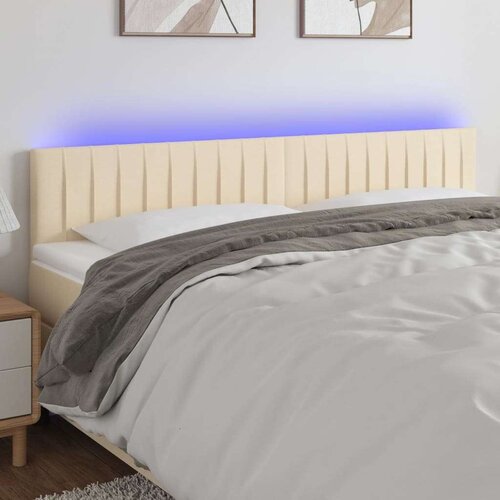  LED posteljno vzglavje krem 200x5x78/88 cm blago, (20953581) Slike