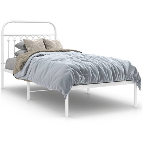vidaXL Metalni okvir za krevet s uzglavljem bijeli 90 x 190 cm Cijene