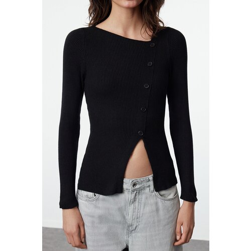 Trendyol Black Buttoned Knitwear Sweater Cene