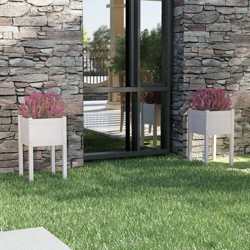 vidaXL Vrtne sadilice 2 kom bijele 40 x 40 x 70 cm od masivne borovine Cijene