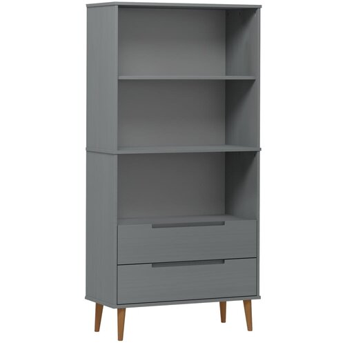 Maison Chic Knjižna omara - Knjižni regal MOLDE siva 85x35x170,5 cm trdna borovina, (21725261) Cene