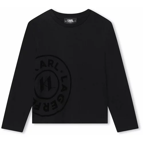 Karl Lagerfeld Otroška bombažna majica z dolgimi rokavi črna barva