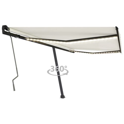 vidaXL ročno zložljiva tenda z led lučkami 400x350 cm krem Cene