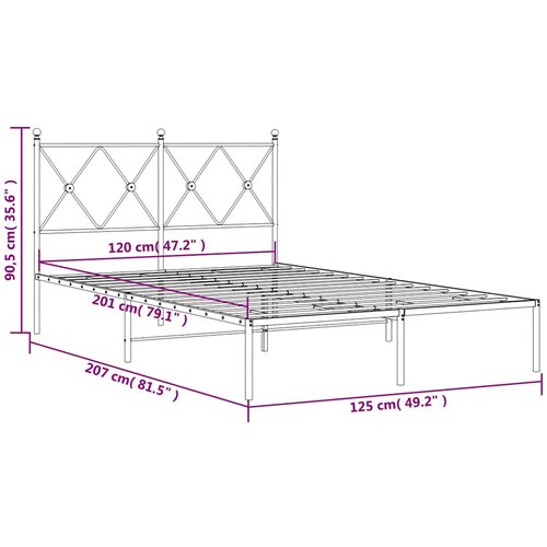  Metalni okvir za krevet s uzglavljem crni 120x200 cm Slike