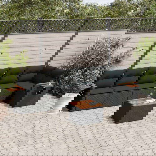  7-dijelni set vrtnih sofa od poliratana s jastucima crni Cijene