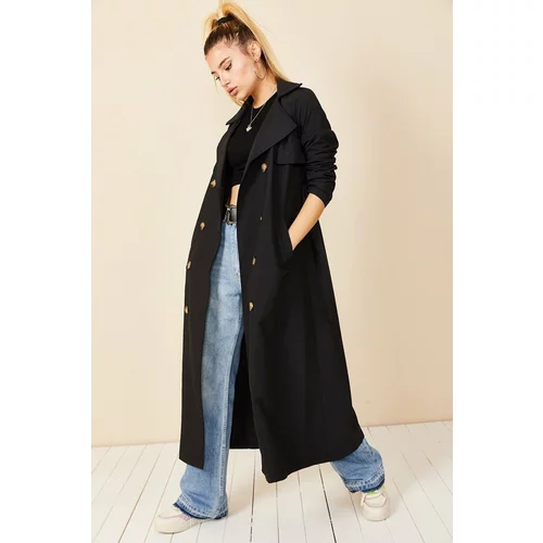 HAKKE Double Breasted Collar Trench Coat