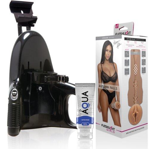 Fleshlight komplet - universal launch + masturbator autumn falls vagina + lubrikant Cene