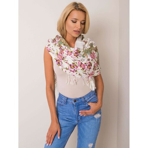 Fashion Hunters Shawl with a floral print in a shade of ecru Slike