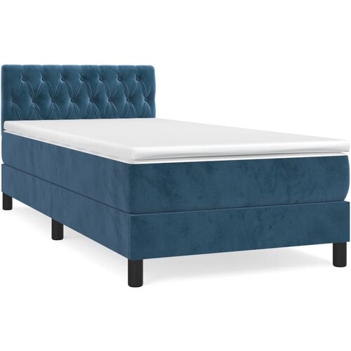 Maison Chic Box spring postelja - Vzmetna postelja z vzmetnico temno moder 90x190 cm žamet SL6930, (21903040) Cene