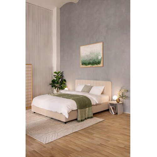 Bonami Selection Bež tapecirani bračni krevet s podnicom i prostorom za odlaganje 160x200 cm Myra Slim Line &amp;ndash; Slike