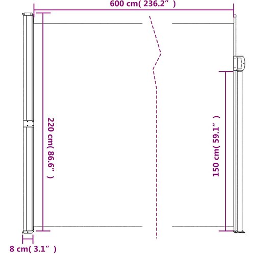 VidaXL Zložljiva stranska tenda rjava 220x600 cm Slike