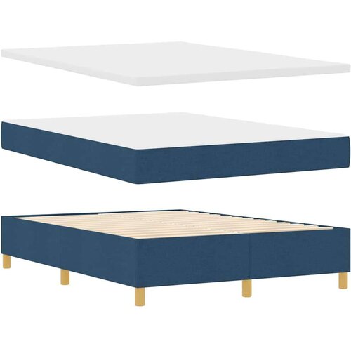  LED Box Spring Krevet s madracem Plava 140 x 200 cm tkanina Slike