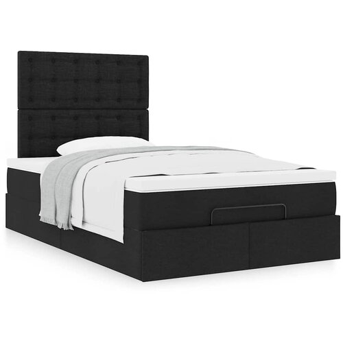 VidaXL Otomanski okvir kreveta s madraca crni 120x190 cm od tkanine Slike
