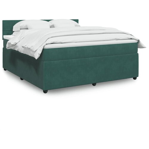 vidaXL Box spring postelja z vzmetnico temno zelena 180x200 cm žamet Cene