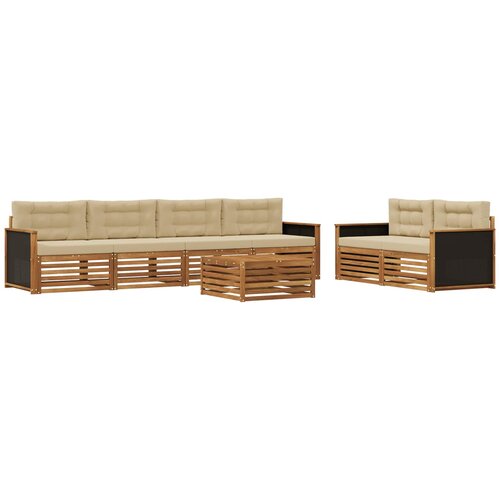 vidaXL Zunanja garnitura za sedenje 7 pcs Naravna in bež Poliester, (5000281791) Cene