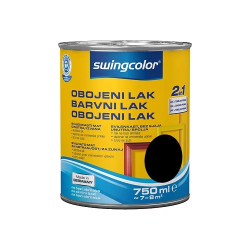 SWINGCOLOR Akrilni barvni lak (svilenkasto mat; barva: črna; 750 ml)