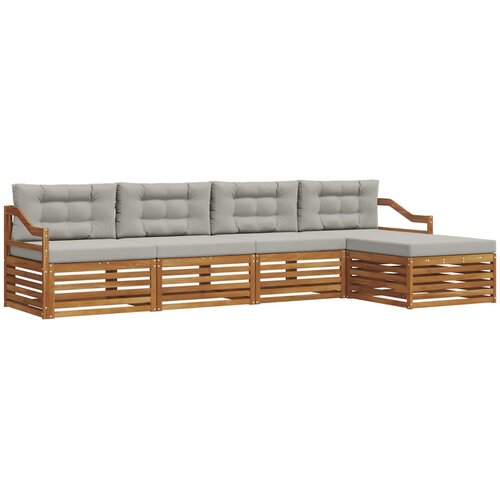  Set vanjskih sofa 5 kom. Prirodna i svijetlo siva 325 x 162,5 x 73 cm Slike