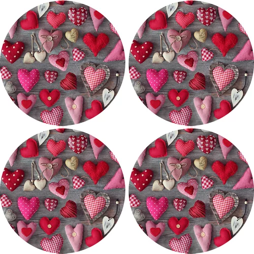 Bertoni Home Unisex's 4 Round Table Pads Set Valentine Hearts