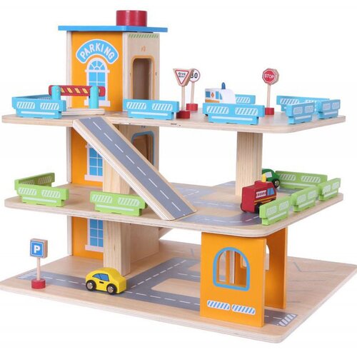 ECO TOYS drvena garaža sa stazom i liftom + automobili Cene
