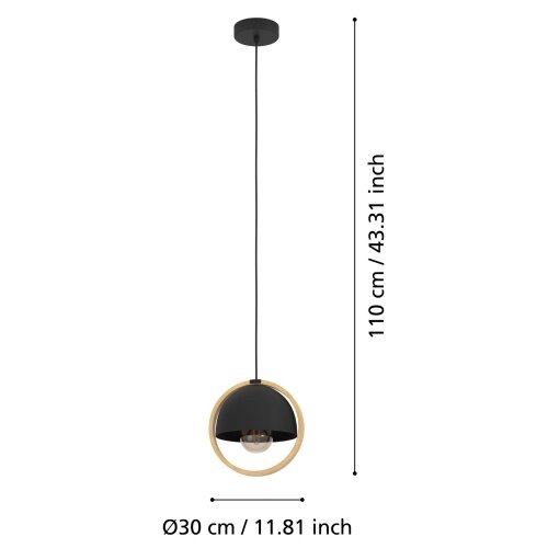 Eglo visilica Callow, 1 x E27, crna/drvo, 23 cm, 43755 Slike