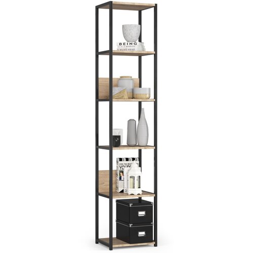 AKORD Metalna loft polica 40 cm - črna-sonoma hrast - 6 polic, (21714292) Cene