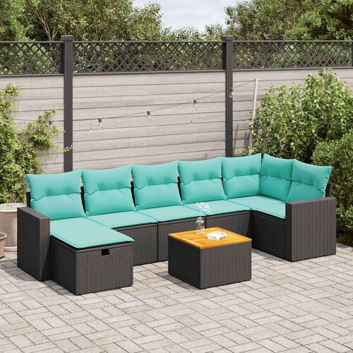  Vrtna garnitura - 8-dijelni set vrtnih sofa od poliratana s jastucima crni - Crna 1 Cijene