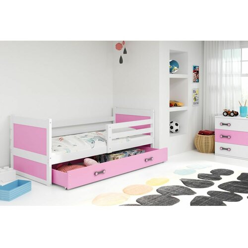 Rico drveni dečiji krevet - belo - rozi - 200x90 cm QV3X5AZ Slike