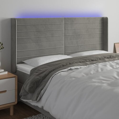 vidaXL LED uzglavlje svjetlosivo 203 x 16 x 118/128 cm baršunasto Cijene
