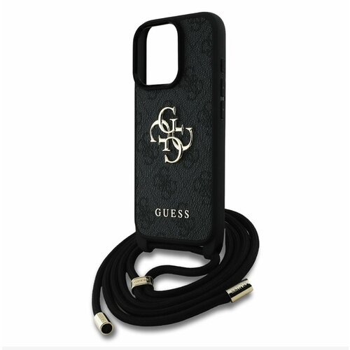 Guess PU 4G Metal Logo Crossbody Popruh Zadn&amp;iacute; Kryt pro iPhone 16 Pro Max Black Ovitek za telefon Vijolična Slike