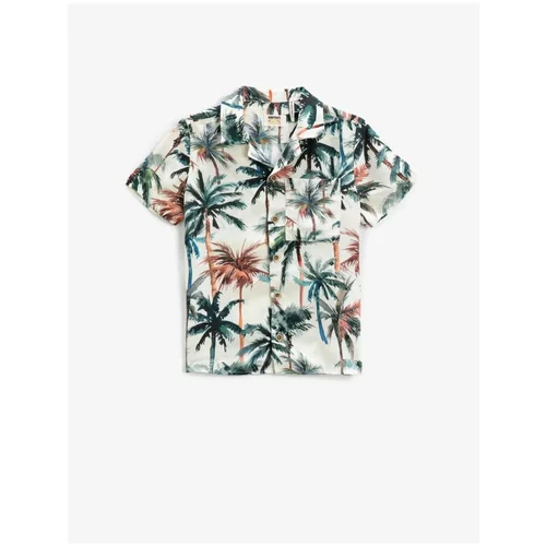 Koton Summer Theme, Palm Pattern Short Sleeve Shirt 2skb60025tw