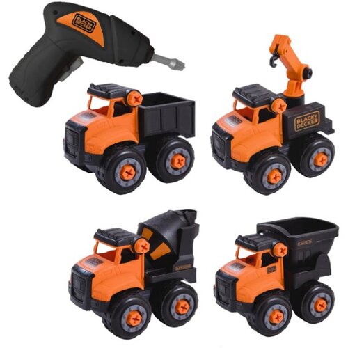 Black & Decker Set vozila za rastavljanje STT014-S4-BD + Baterijski odvijač, Crni, 4 komada Cijene